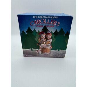 1982‎ Fine Porcelain Vintage Carolers Candle Holder Christmas Collectible